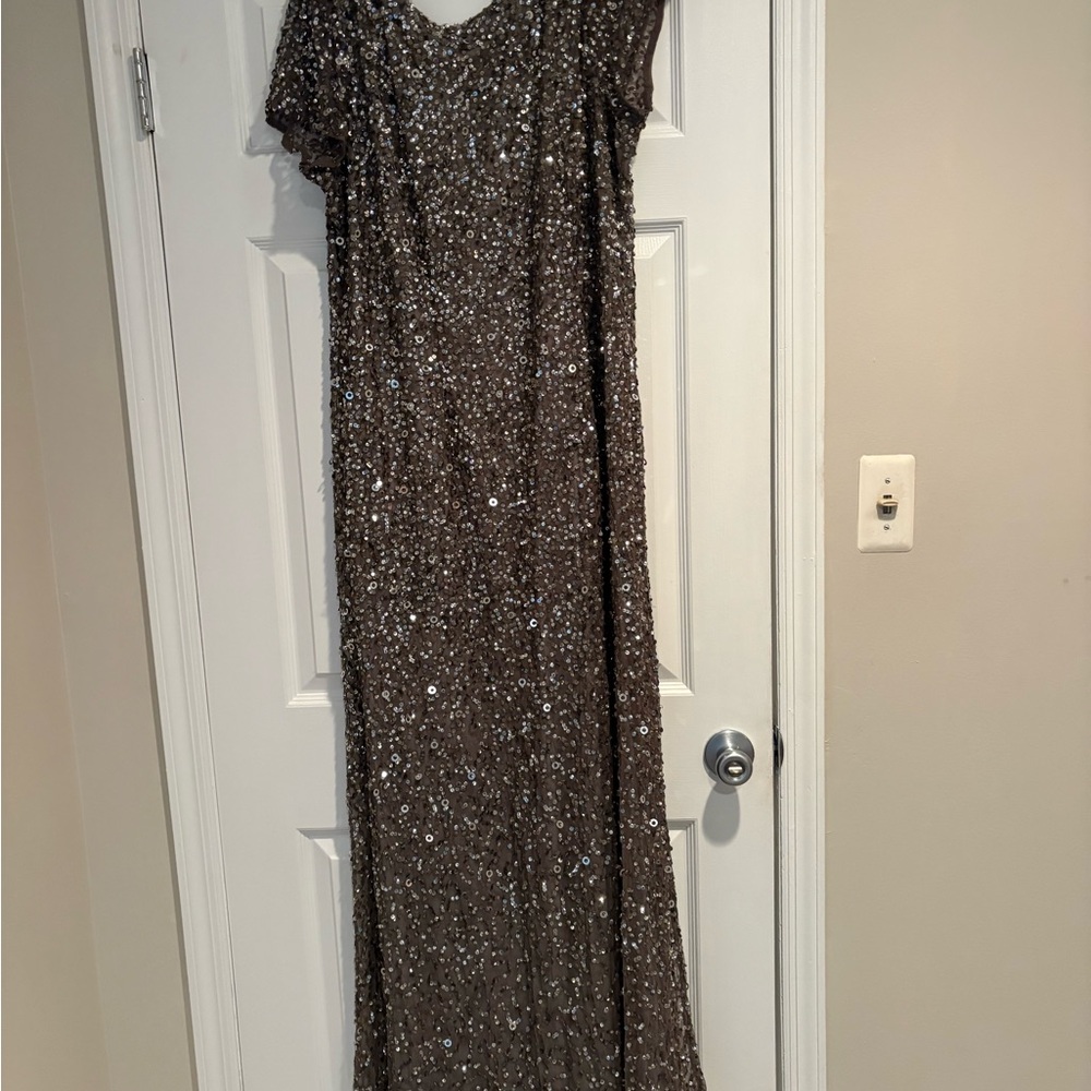 Adrianna Papell silver Sequin Maxi Dress